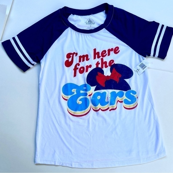 Disney Parks “I’m Here For The Ears” Striped Baseball Style Tshirt NWT - Picture 2 of 10